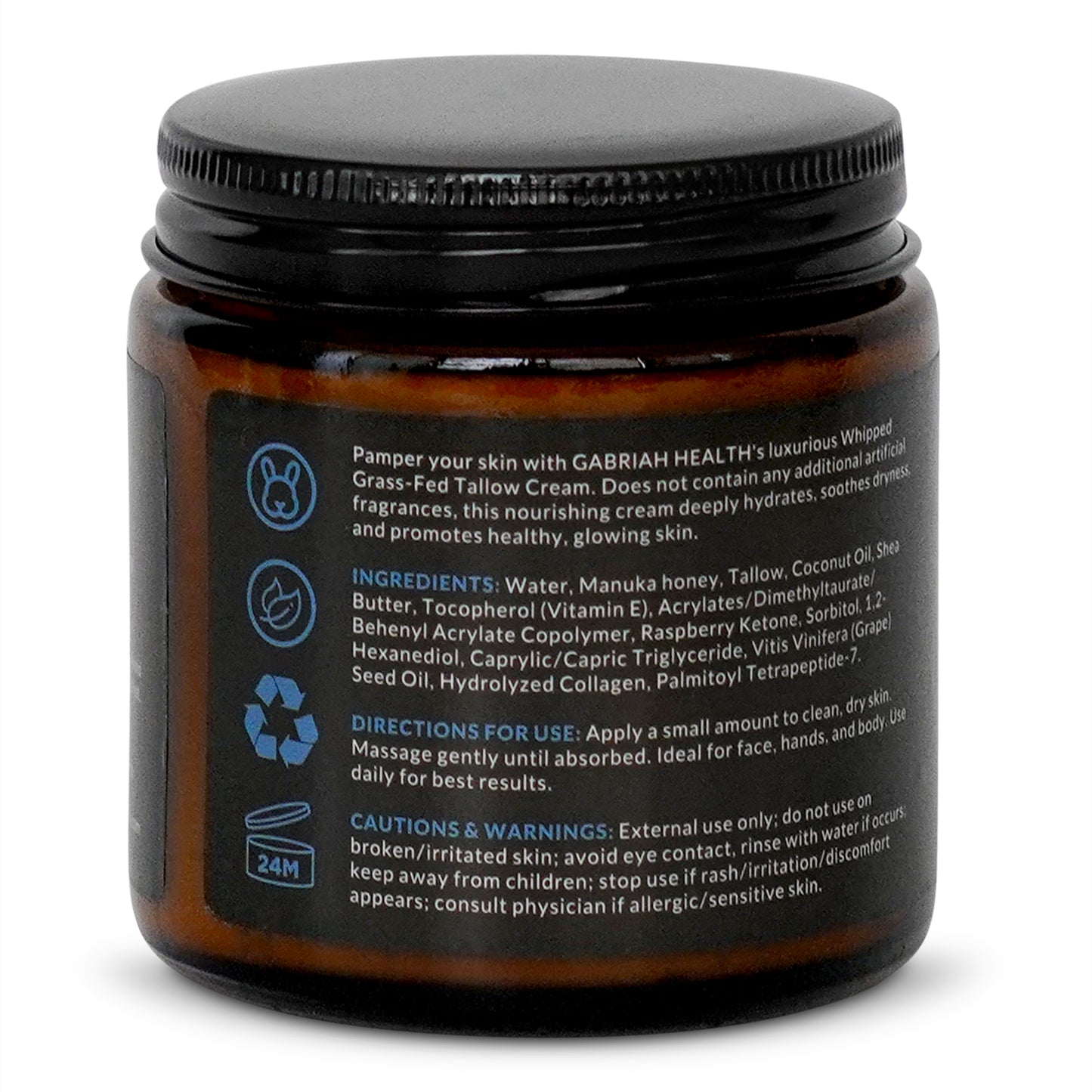 Beef Tallow Face & Body Cream – Halal, 100% Grass-Fed Cow Tallow with Manuka Honey, Shea Butter, Vitamin E, Collagen & Peptides – Deep Moisturizing Skin Cream