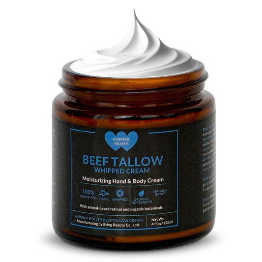 Beef Tallow Face & Body Cream – Halal, 100% Grass-Fed Cow Tallow with Manuka Honey, Shea Butter, Vitamin E, Collagen & Peptides – Deep Moisturizing Skin Cream