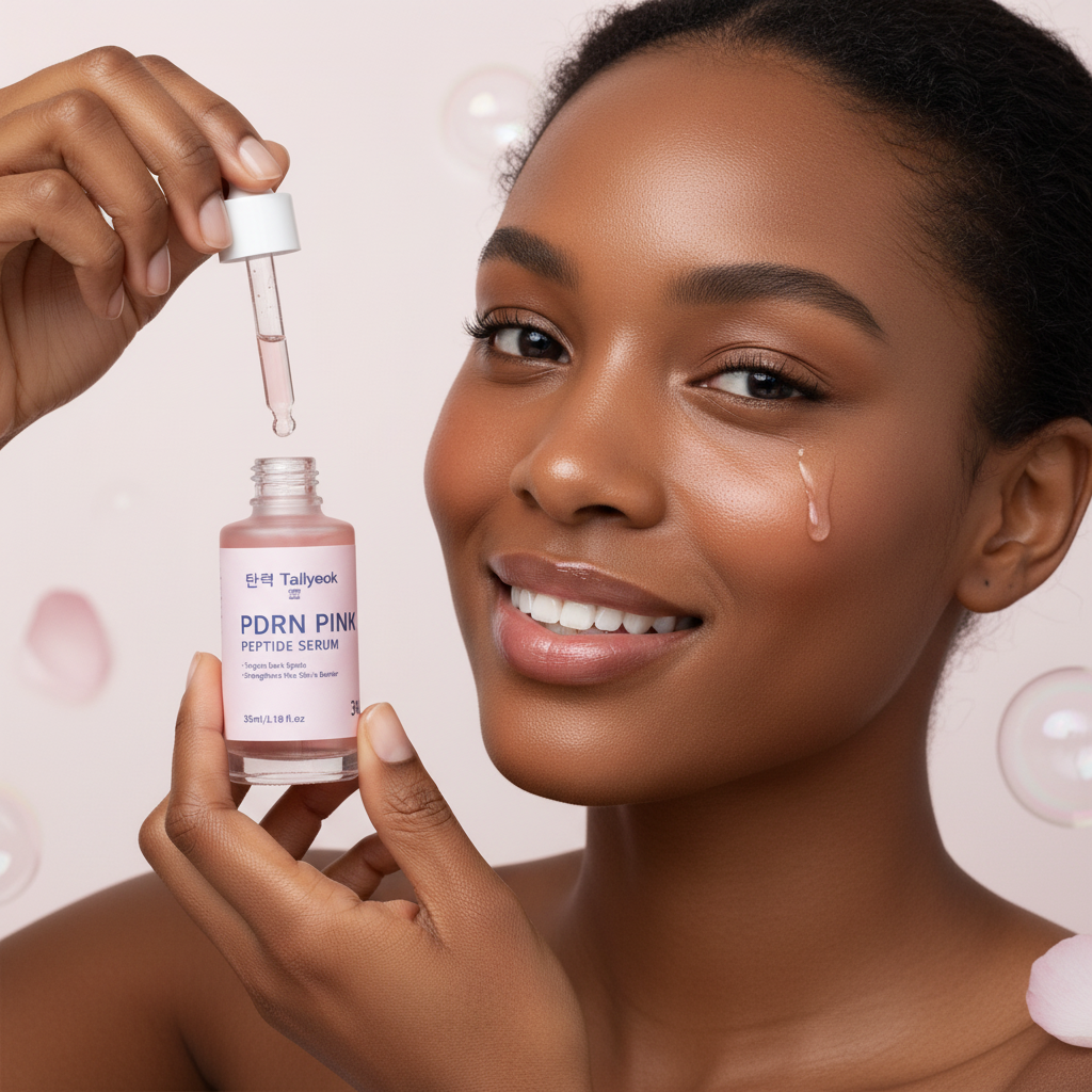Black woman applying PDRN Serum