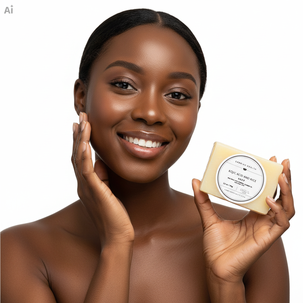 Black woman with Kojic Acid Soap